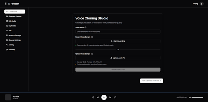 make ai powered text to speech saas website