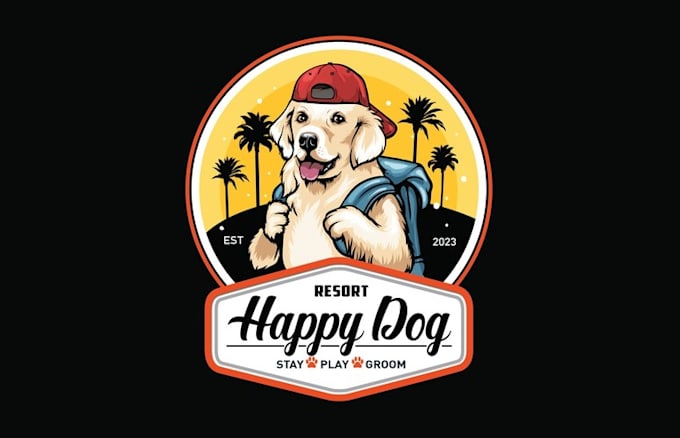 unique dog resort logo design