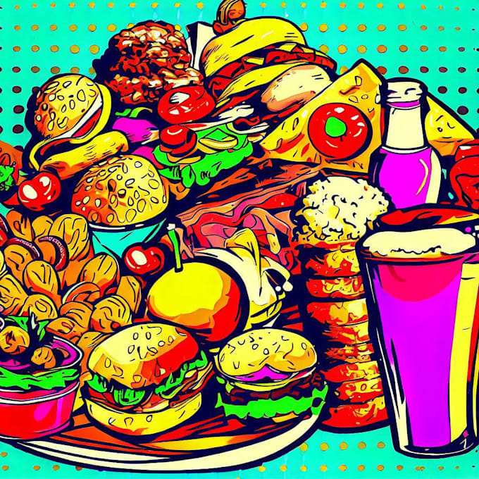 Make food pop art of your food by Weemeene | Fiverr