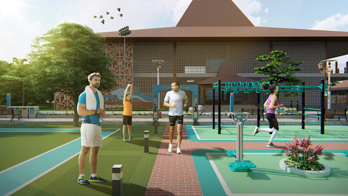 design your sport complex and facilites, stadiums, gym with 3d rendering
