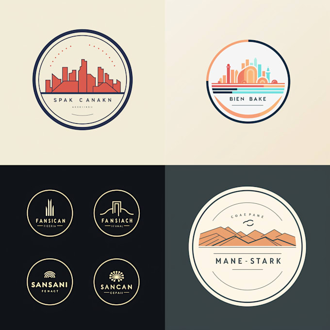 do modern line art text or badge logo design