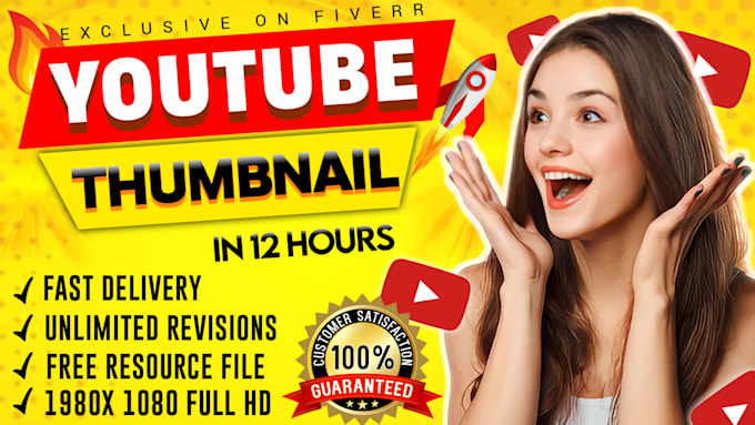 design 3 eye catching youtube and fiverr thumbnails for you