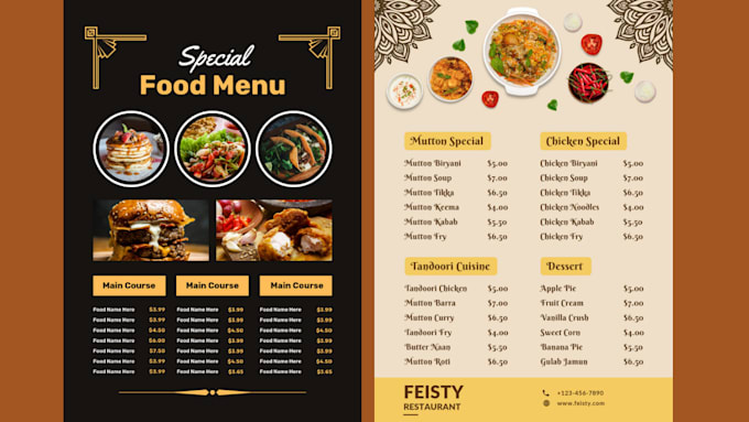Design creative menu that describe your restaurant, food truck, coffee ...