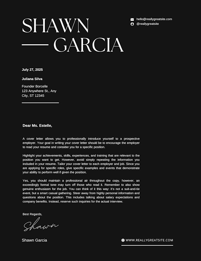 provide a professional experience letter