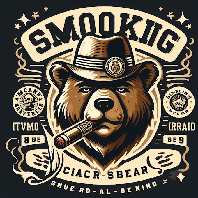 design unique smoking bear mascot logo for you