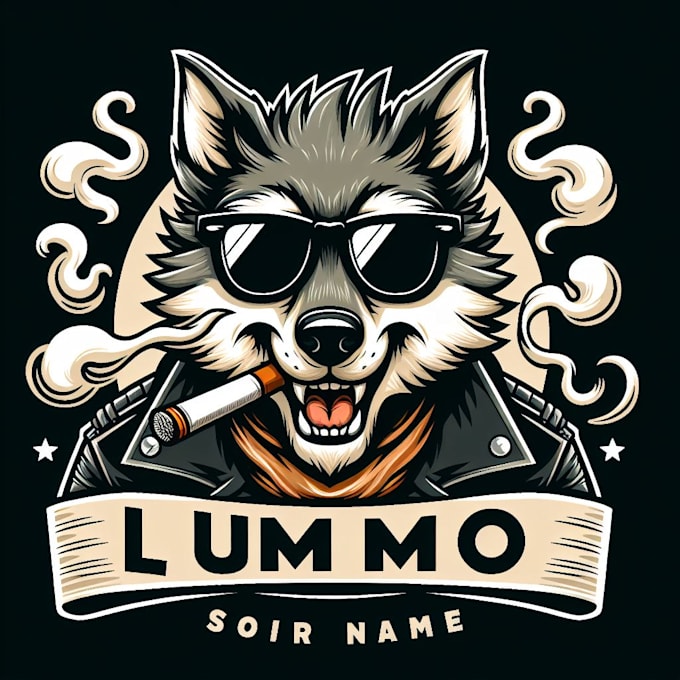 design smoking wolf mascot logo for your business