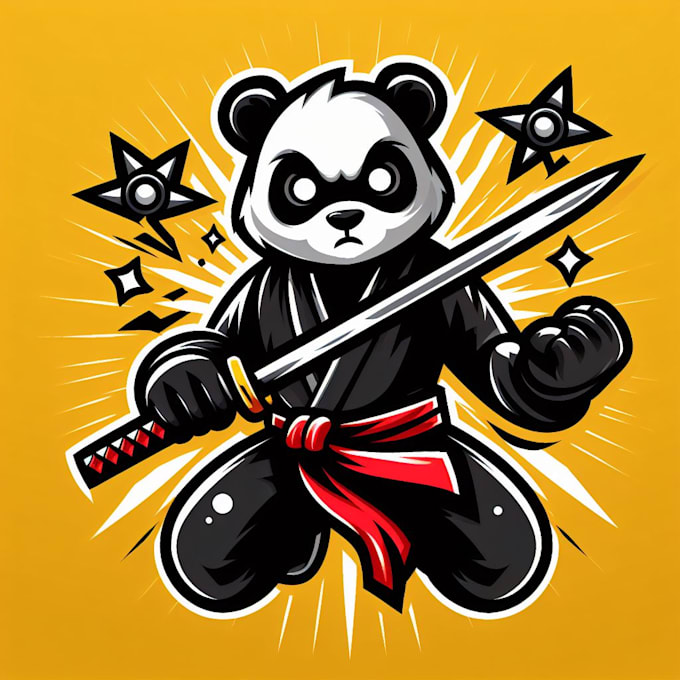 creative panda ninja mascot logo design