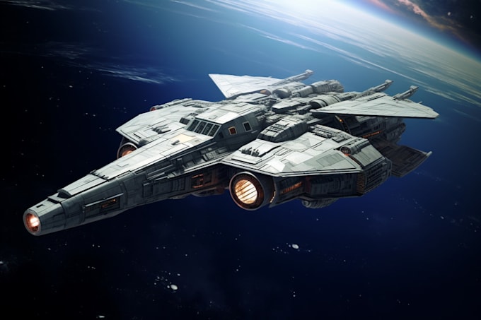 draw a sci fi art, spaceship and illustration for you