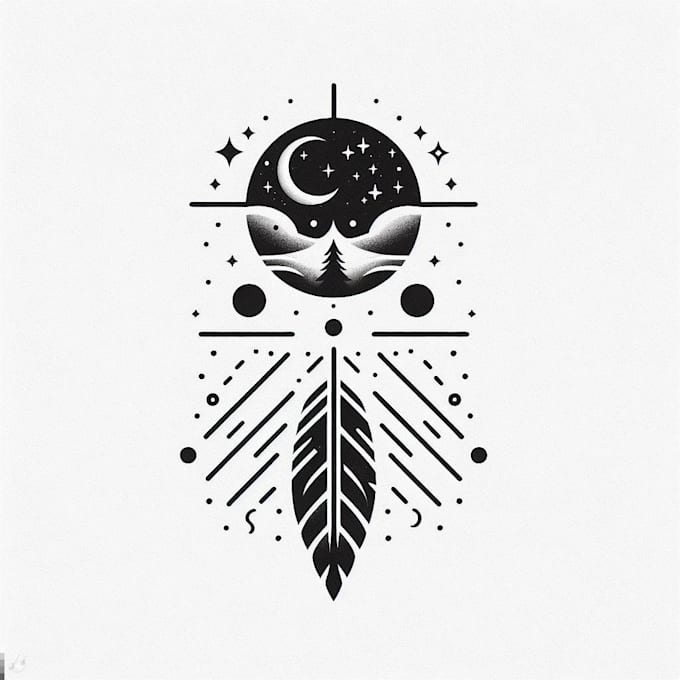 do minimalist black and white custom tattoo design