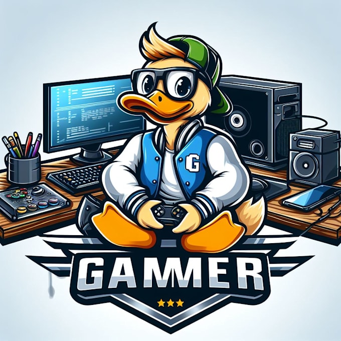 make unique duck gaming mascot logo design for your company