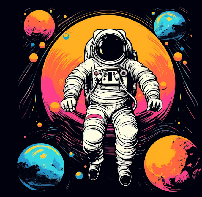 create an astronaut illustration for t shirt design