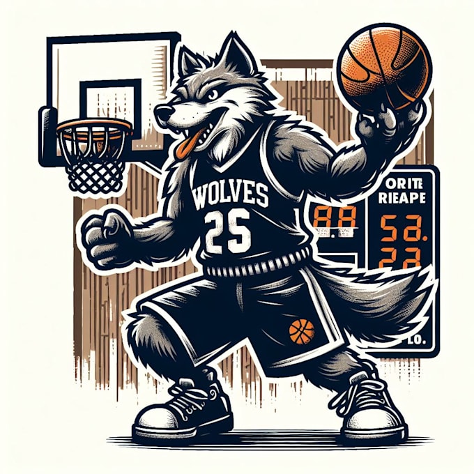 creative wolf basketball mascot logo design with unlimited revision