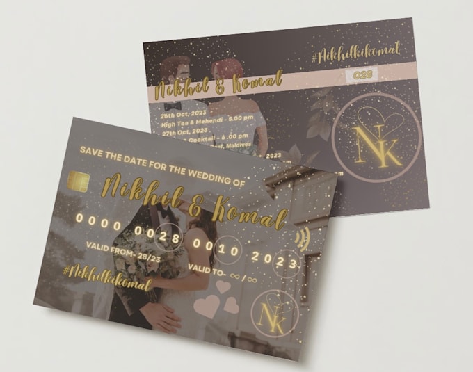 Design theme wedding invitation card based on credit card calendar