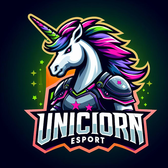 design creative unicorn mascot logo design with express delivery