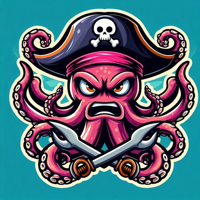 design creative angry octopus kraken mascot logo with express delivery