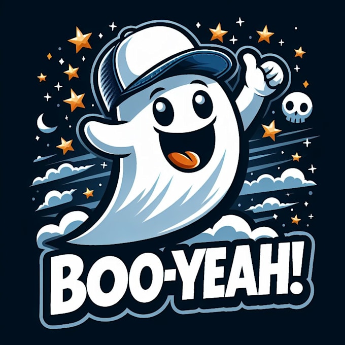 design creative happy ghost mascot logo for you in 12 hours