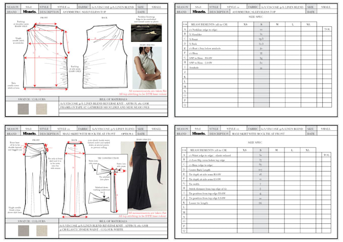 Create flat sketches and tech packs for your designs by Juliarozalia |  Fiverr