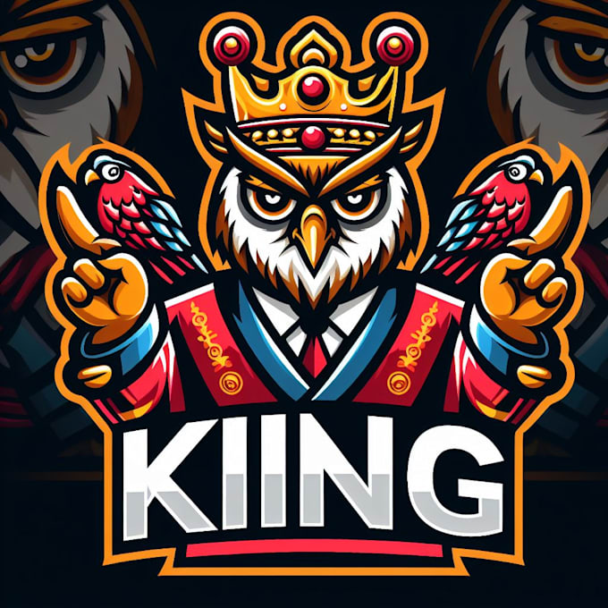 do king owl  style modern mascot logo design