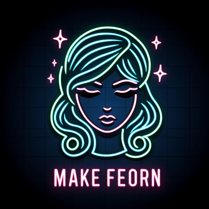 make neon favarite hari style mascot logo design