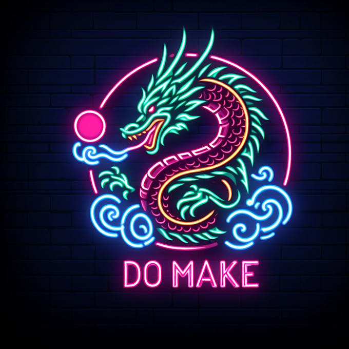 do make neon style dragon juss logo design