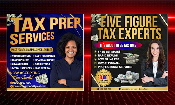 design online tax flyer ad for credit repair score, instagram post design