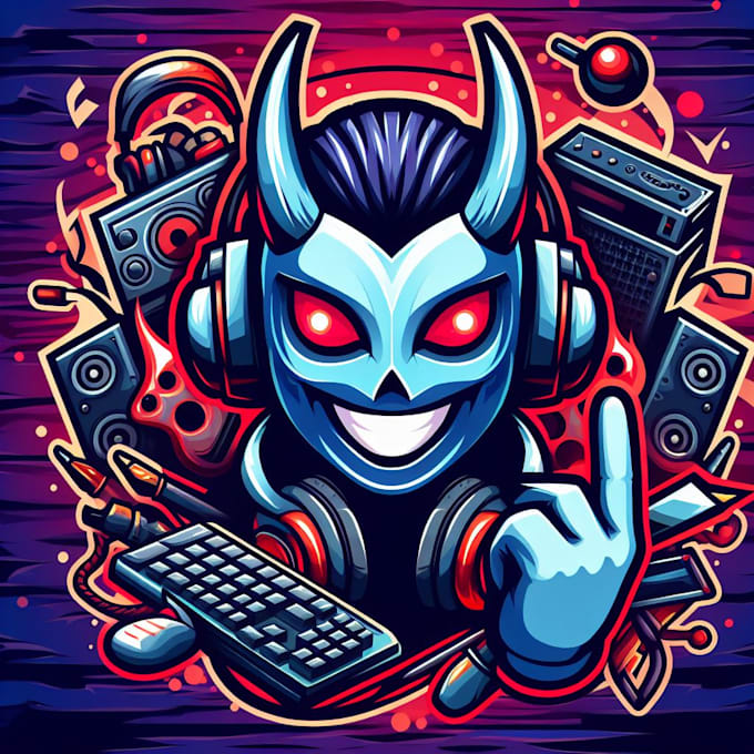 do mask, carton, gaming, computar, mascot logo design