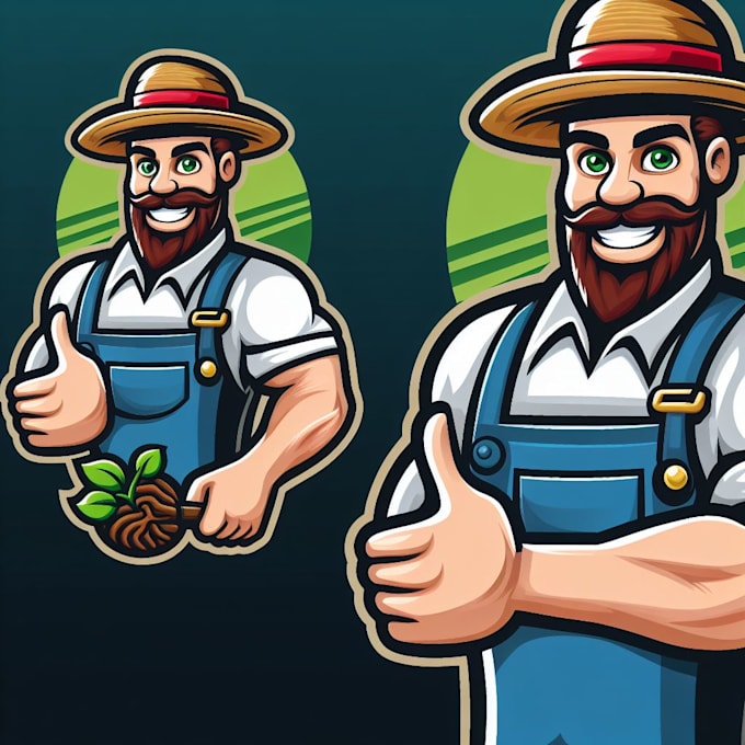 design creative farmer mascot logo with express delivery