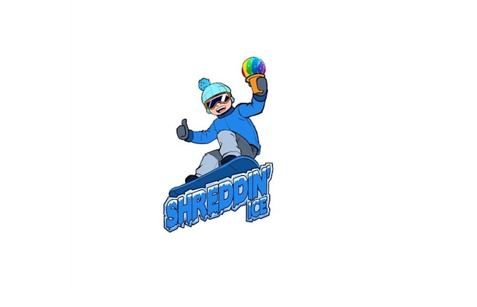 Coolest snowboarding shaved ice eating character appeal logo by Ray ...