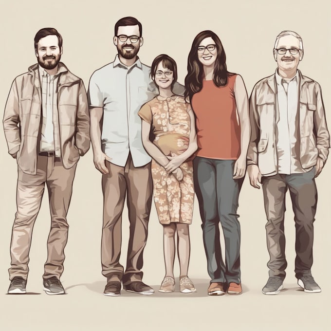 draw a vector art family portrait