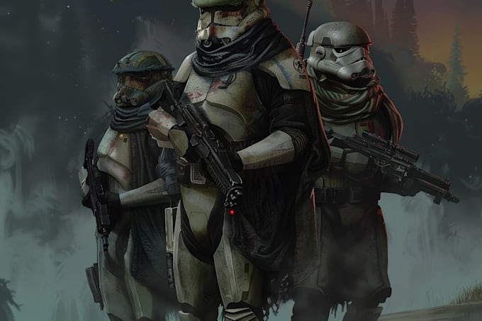 draw your star wars sci fi character art and abstract