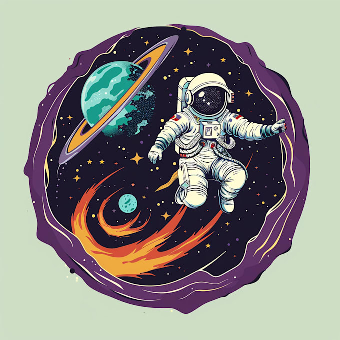 do vintage cartoon space, astronaut design