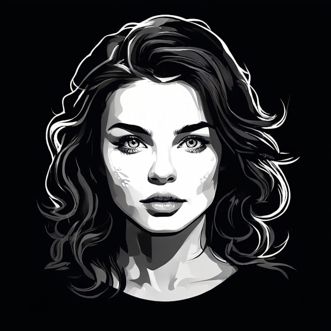 create a detailed vector art portrait black and white
