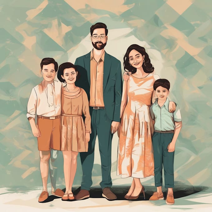 draw a vector art family portrait
