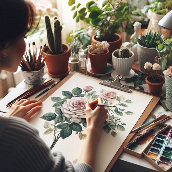 draw botanical illustration art for you