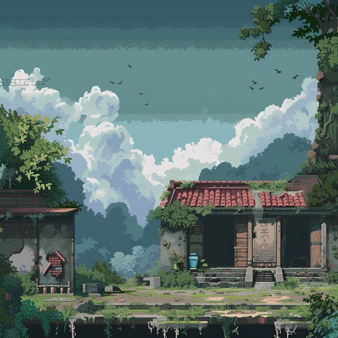 do pixel art backgrounds and illustrations for your project