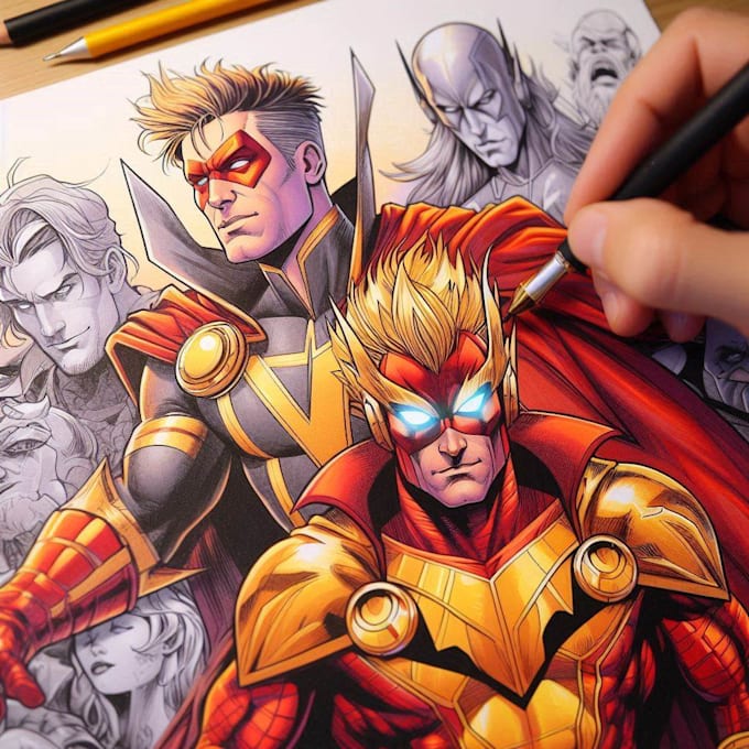 draw marvel dc custom comics superhero portrait