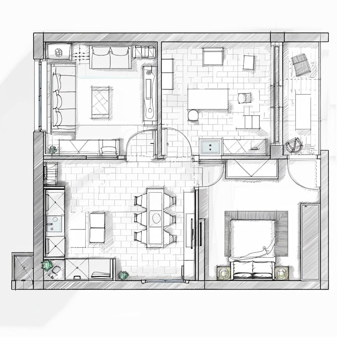 Draw architectural 2d floor plans, 2d model, rendering by Aablyonzia ...
