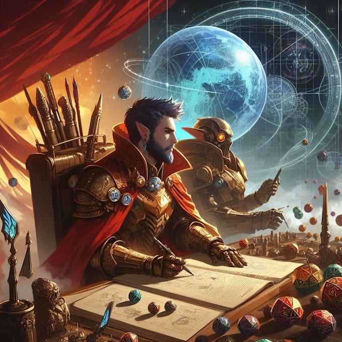 create dnd character art and sci fi concept art