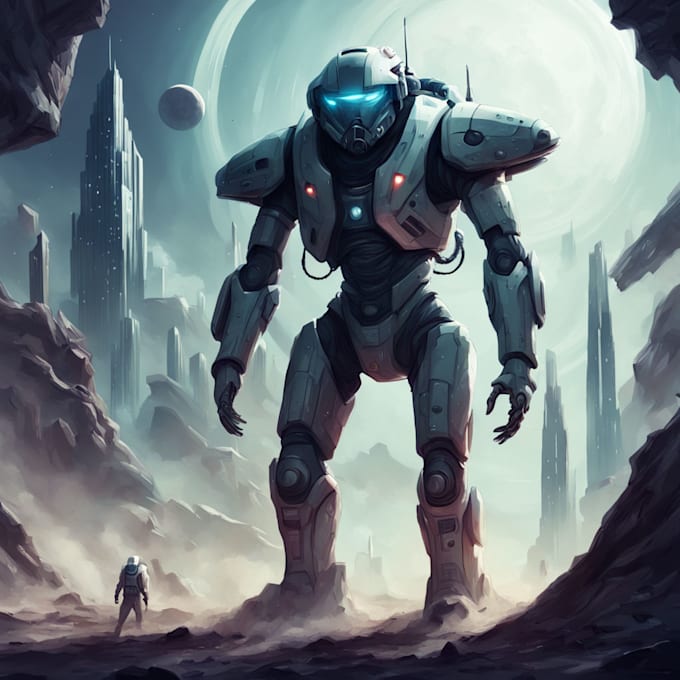 Make a unique sci fi illustration for you by Chrhomp | Fiverr