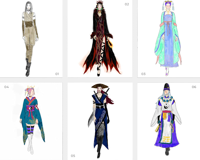 design costumes and illustrate your ideas by hand