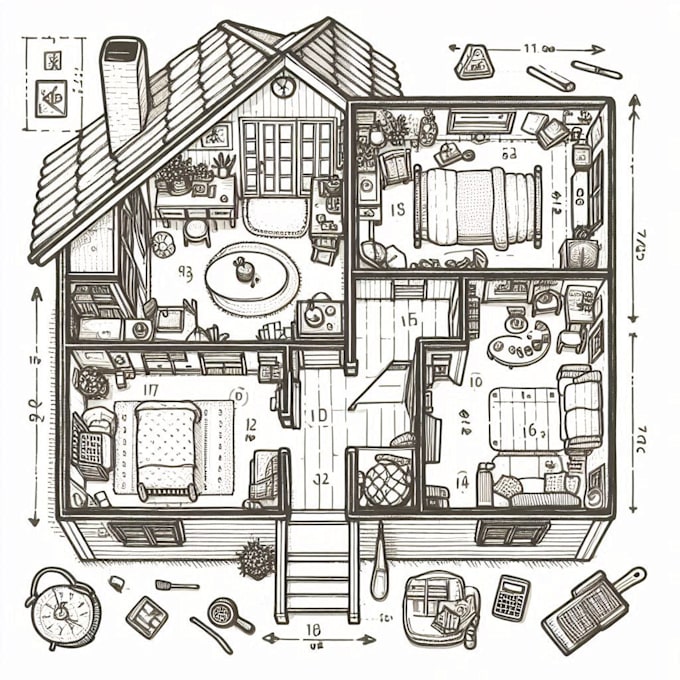 Draw architecture floor plan, 2d floor plan by using autocad by ...