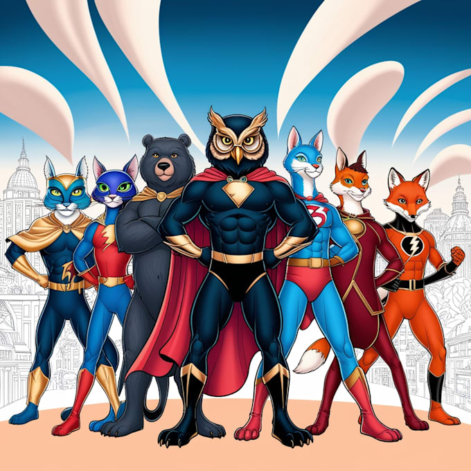 create super hero animals illustration