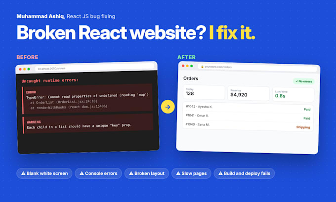 build website and also bug fixing using react js