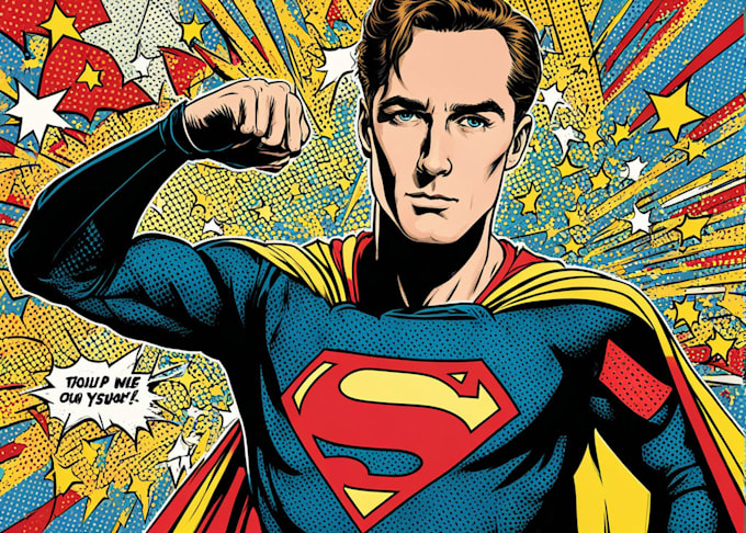 draw you into superhero comic book pop art cartoon