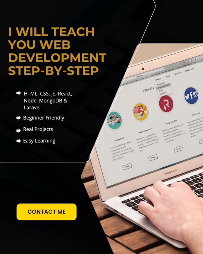 teach you HTML,CSS,js,mern stack,laraval development