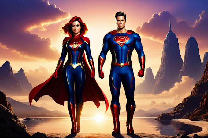 draw amazing couple superhero character