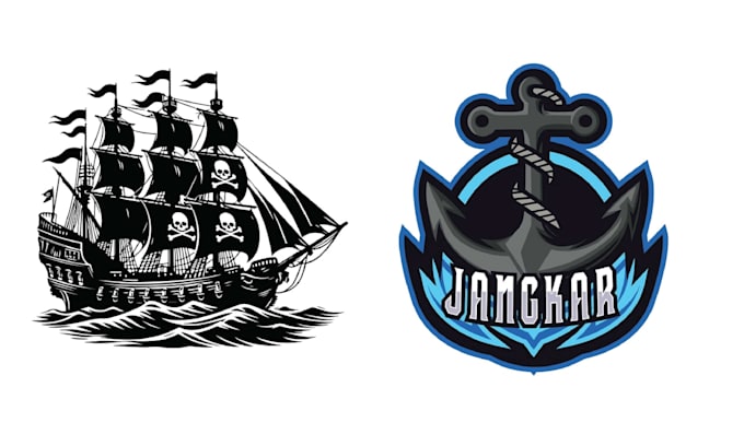 make creative skull ship marine pirates logo
