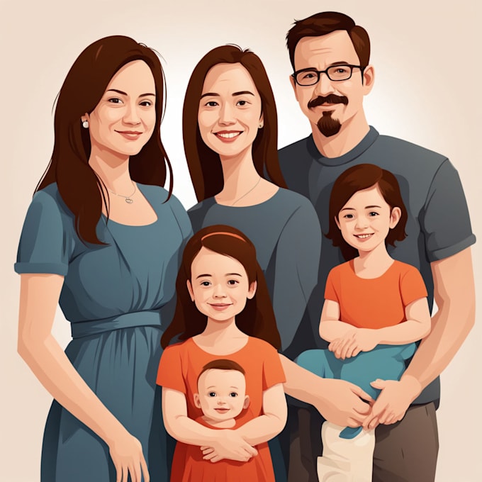 draw a vector art family portrait
