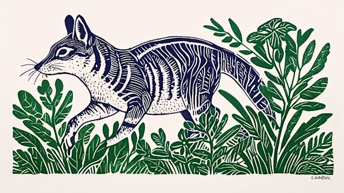 illustrate animal or botanical linocut