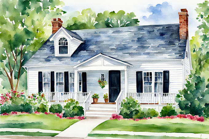 watercolor paint a house portrait